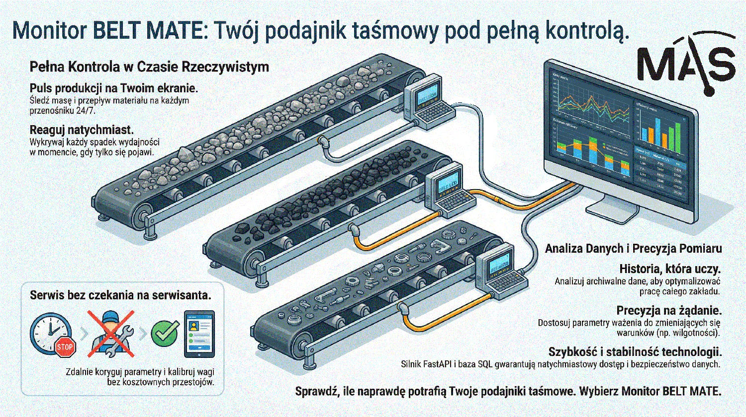 Monitor Belt Mate to pełna kontrola w czasie rzeczywistym oraz serwis bez czekania na serwisanta